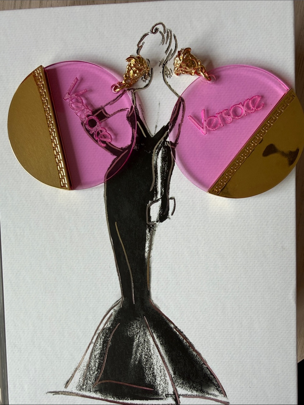 Versace Oversized Pink & Gold Medusa Disc Earrings NWT Rare Statement Jewelry